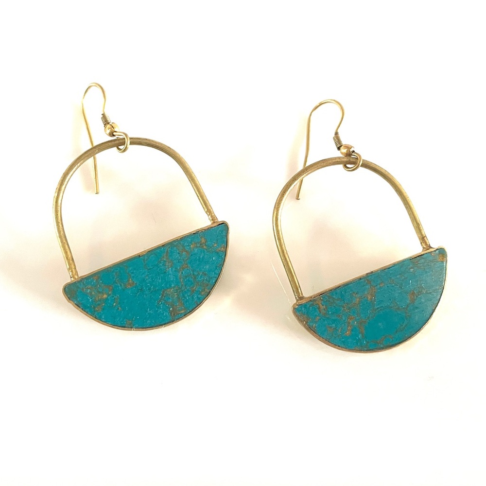 Gold and Turquoise Boho Statement Earrings